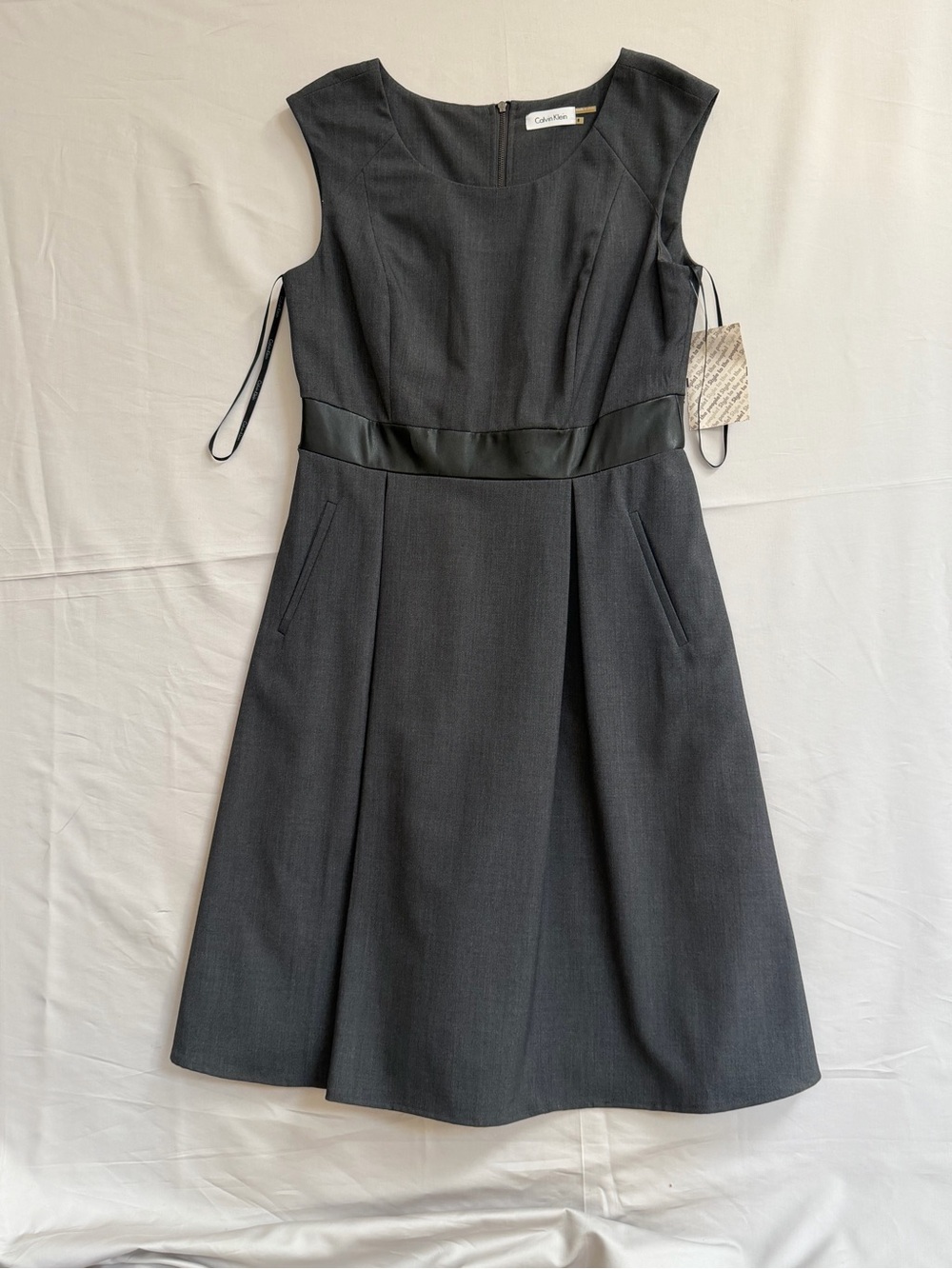 Calvin Klein Charcoal Gray Sleeveless Fit-and-Flare Midi Dress